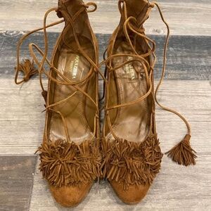 Aquazzura Brown fringe pump - size 37.5